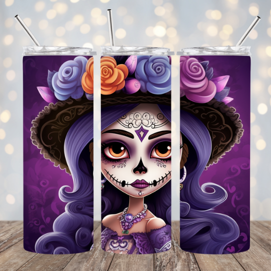 Chicana Dia De Los Muertos - Purple