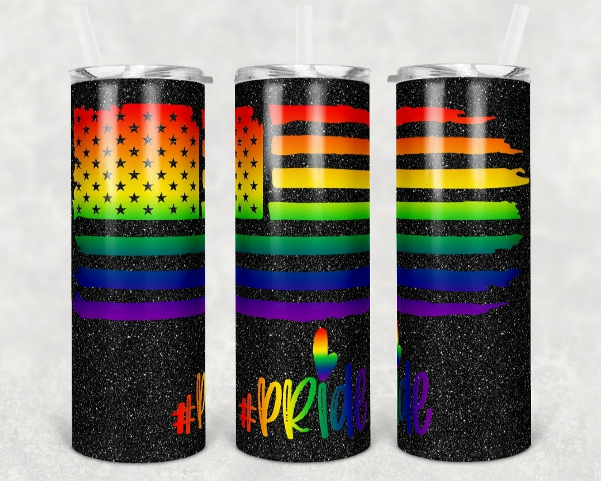 Pride Flag Black Glitter Look - Tumbler